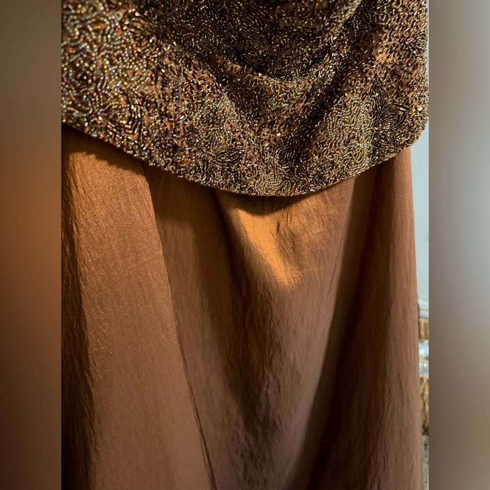 Jovani Beaded Bronze Evening Gown Dress Size 10 - Picture 9 of 14